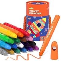 JUPITEARTH 18 Colours Twistable Rocket Crayons for Toddlers Aged 1–3,Non-Toxic Washable Crayons for Children 4–8 with Storage Tub–Smooth,Easy-Grip Art Supplies,Perfect Colouring Gift for Boys&Girls