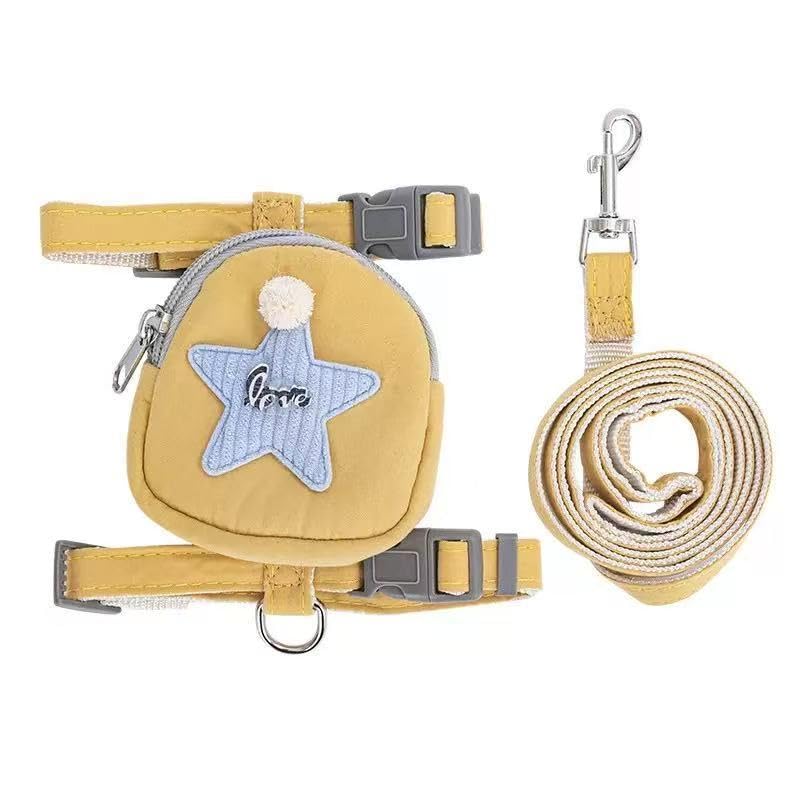 Mochila Para Pet Coleira Cachorro Bolsa De Ombro Para Caes Gatos Com Guia Malha Respiravel Fibra de poliéster(laranja)