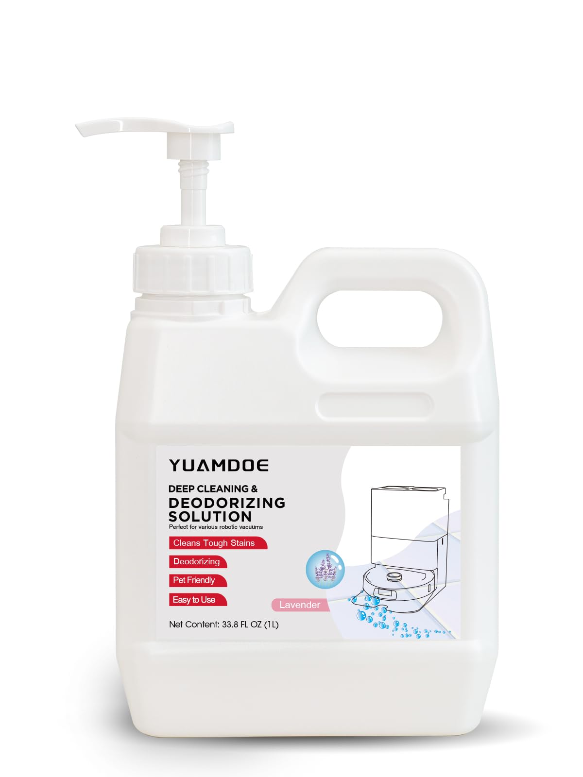 Deep Cleaning & Deodorizing Solution, 33.8FL OZ/1L, Designed for Roborock, Compatible with Saros Series, S8 Series, S7 Series, Q Revo Series, Q Series, Lavender Fragrance