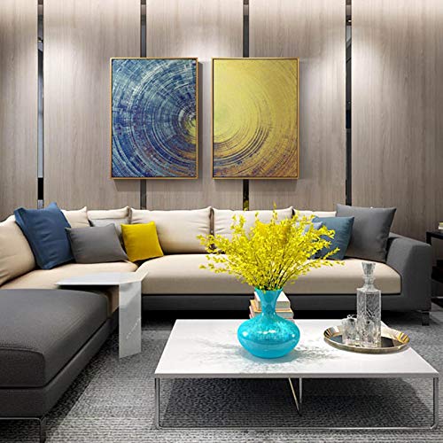 Affiche impression murale soleil d'or et montagne : déco murale géométrique scandinave