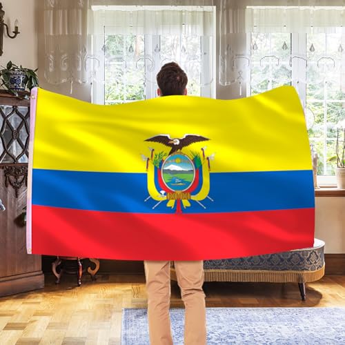 Image of Ahfulife Ecuador Flag 3x5 Ft, 2 Pcs Large Ecuadorian National Flags for Outdoor Indoor, Double Sided with Brass Eyelets for World Cup, Party, Garden, Bar, Street Decor