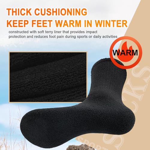 Josnown Mens Wool Hiking Socks 5 Pairs Thick Warm Winter Socks Thermal Cozy Cushion Boot Socks For Cold Weather thumb #2