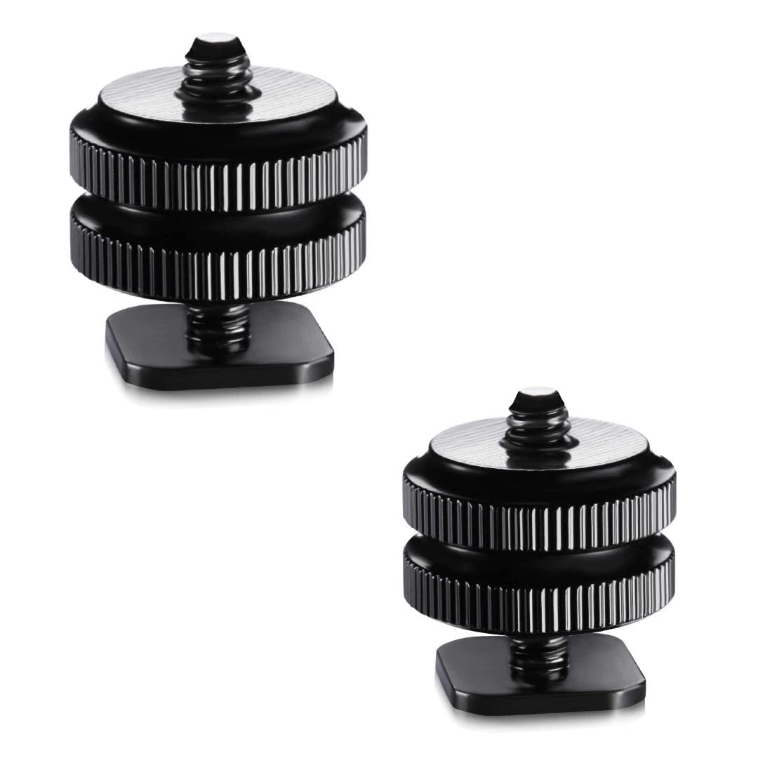 HUMBLE Camera Shoe Pro 1/4" Flash Hot Shoe Screw Adapter Tripod Mount Phone Clip Holder for DSLR Camera-Pack of 2.
