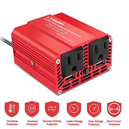 Lvyuan 150W Car Power Inverter 12V To 110V Ac Car Charger Adapter With 3.1A Dual Usb Car Adapter For Plug Outlet #TOP5