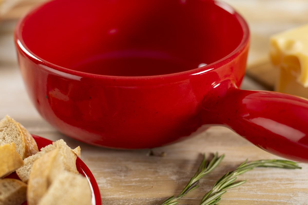 KUHN RIKON Caquelon Rot Keramik 21 cm Handarbeit Fondue Käsefondue