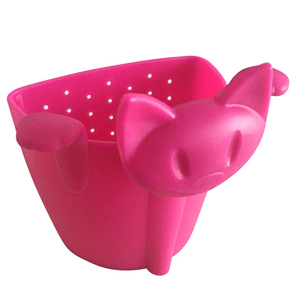 Lot de 10 infuseurs à thé réutilisables en forme de chat - Motif dessin animé - Passoire mignonne - Accessoires à suspendre - Rose rouge