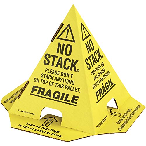 Boxes Fast NO Stack Print Pallet Cones -English, French & Spanish, Yellow with Black. (50 Cones per Case)