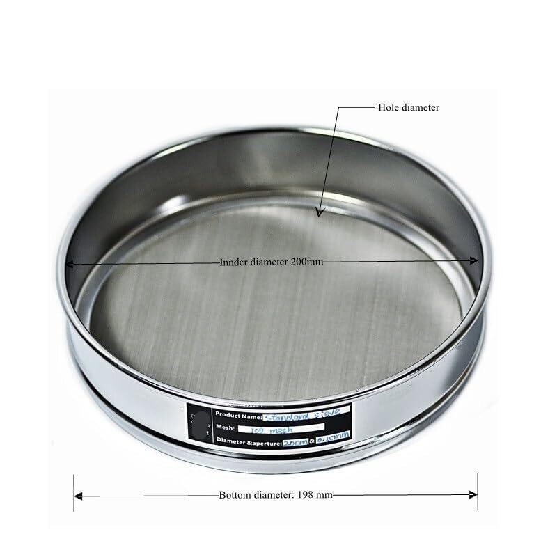 Sito testowe ze stali nierdzewnej 304 – średnica 20 cm, siatka 14–200, standardowe sitko do pobierania próbek do kontroli (75 oczek)