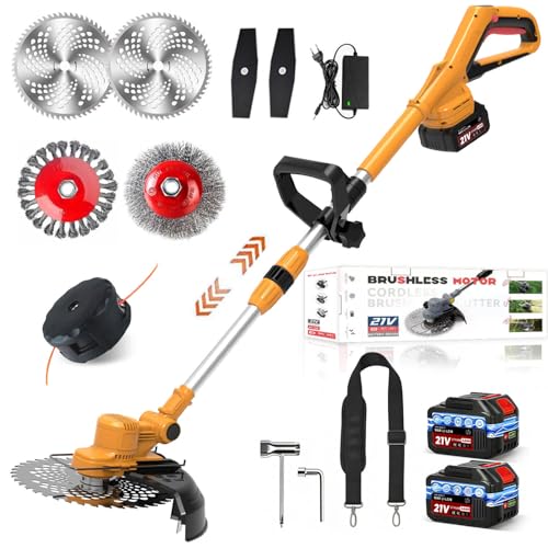 ZHHR Rasentrimmer mit Akku für Makita-Akkus 21V - 750W Motor -20000U/min 4-in-1 Freischneider akku 90 schwenkbarer Kopf & Teleskopstiel Mit LCD-Anzeige für Dickicht und hohes Gras