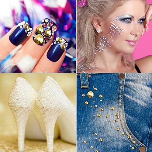 Image of 288 Pieces Flatback Rhinestones Glue Fix Crystal Glass Diamantes Gems for Crafting Nail Art Crafts Decorations Clothes Shoes 7.2 mm (ss34, Metallic Sunshine)