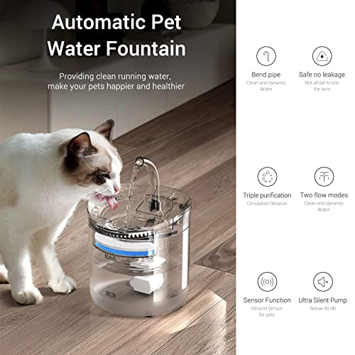 Fuente automática para beber gatos 1.8 L transparente miniatura 2