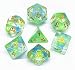 HD Polyhedral Dice DND Game Dice Set for Dungeons and Dragons(D&D) Pathfinder Roleplaying Game RPG MTG Table Game,Board Games Green & Blue Transparent Dice Set with Dice Pouch.
