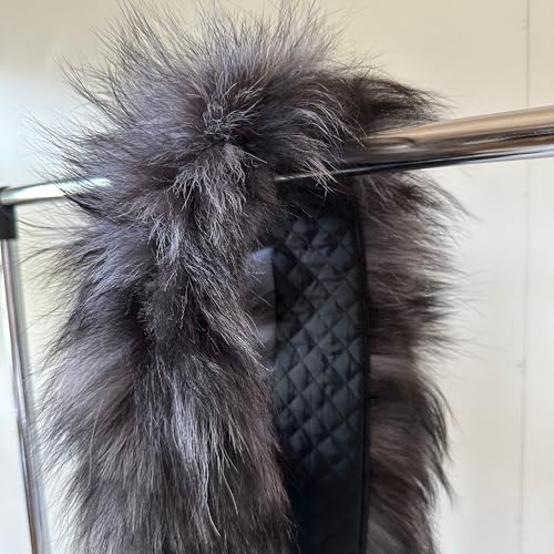 Fluffy Collar Grey Silver Fur Fox for winter coat parka hood 75 cm Mens and Womens2