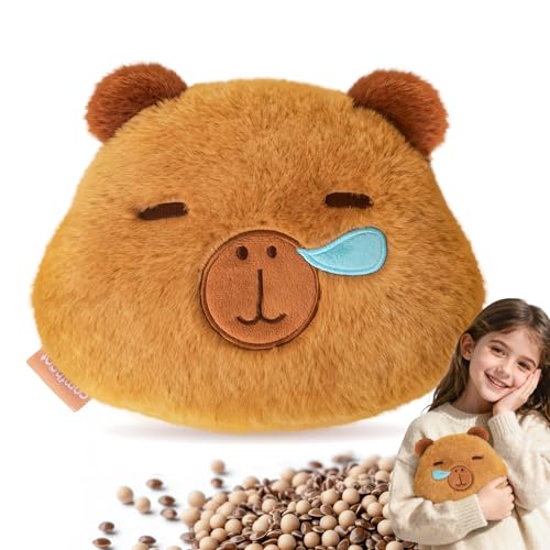 Image of Capybara Microwave Heating Pad for Pain Relief, Moist Heat Pack Unscented Hot Compress for Period Cramps, Shoulder, Muscles, Cute Stuffed Animal Heat Pad, Gift for Women Kids, Washable Cover