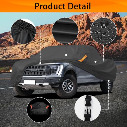 Image of Heavy Duty Truck Cover Waterproof All Weather. Pickup Truck Cover for Nissan Frontier, Ford F100 Ranger, Chevy C10 S10 etc, Regular Cab Short Box. Length: Up to 210 inches.
