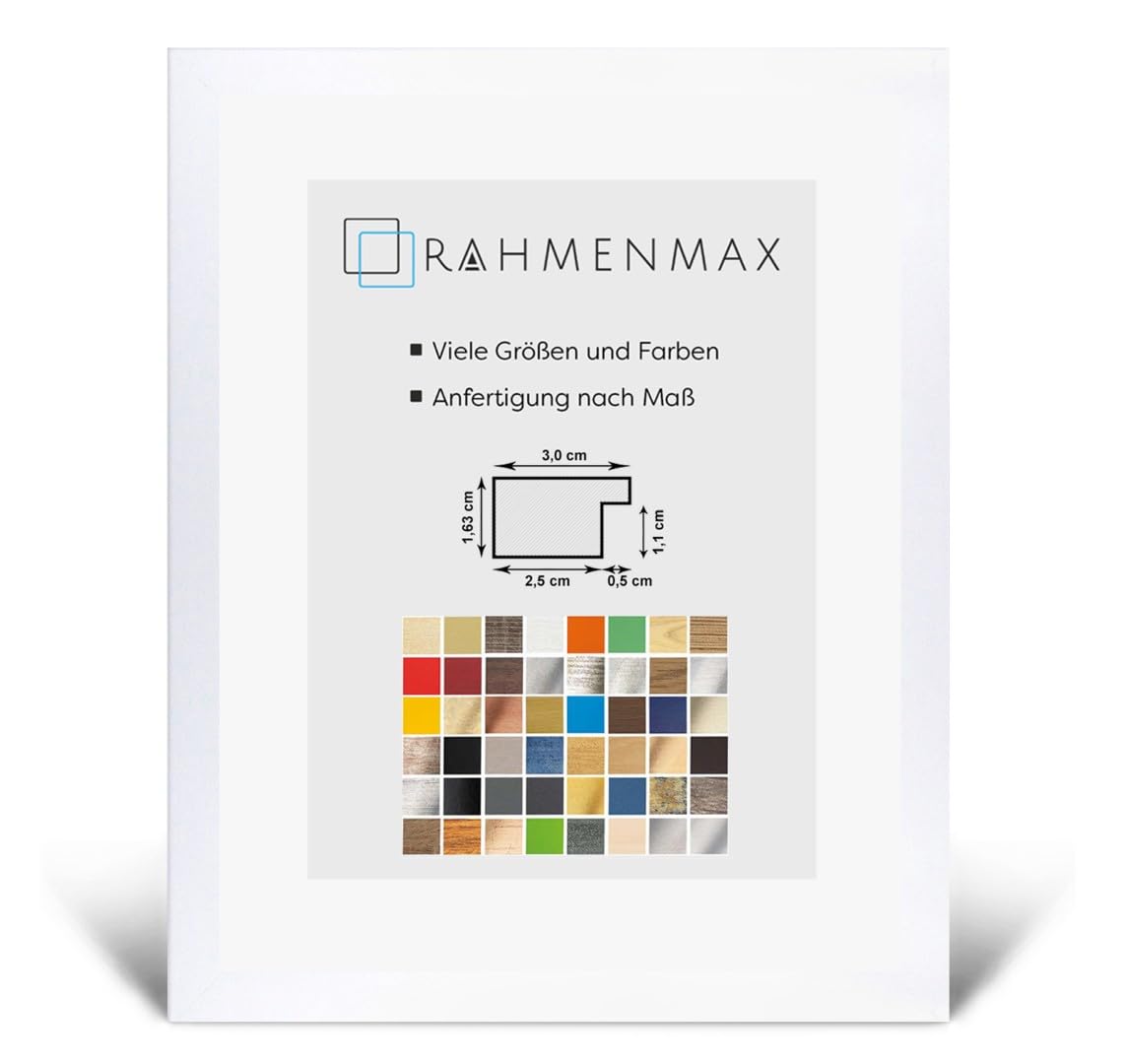 Morena MDF Rahmen für Bild 55x70cm Weiß Matt mit Acrylglas