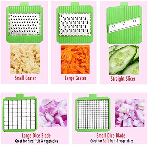 Vegetable Chopper, Pro Onion Chopper Slicer Dicer Cutter Grater for Kitchen - Cheese, Fruit & Veggie Chopper - Food Chopper Veggie Slicer Manual Mandolin Slicer with 5 Blades