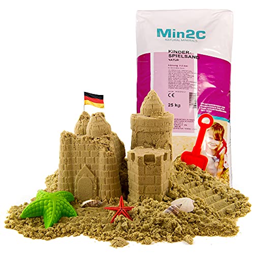 A&G-heute Min2C 25kg Spielsand Quarzsand | Fein gesiebt und geprüft | Hochwertiger Sand für Sandkasten Sandbox Kinderspiele Dekosand | Kinderspielsand Beige Qualität