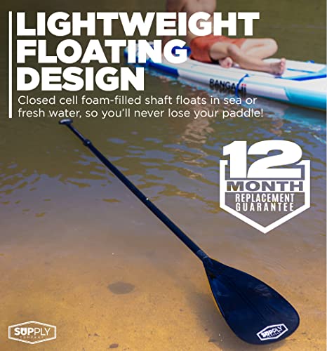 SUP Paddle - 3 Piece Adjustable Paddle Board Paddle - Lightweight, Durable & Packable for Travel - Floating Paddle Board Paddle w/High-Grade Aluminum Shaft & Nylon Blade for Efficient Strokes
