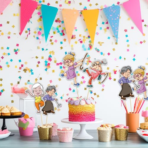 Image of Set of 16 Old Lady Table Centerpiece Sticks,Elder Party Decoration Supplies,Happy Mother's Day Centerpiece, Mother' Birthday Party Decor,Grandma Birthday Photo Prop Gifts.
