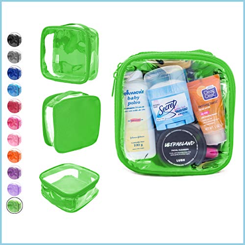 Image of EzPacking Clear TSA Approved 3-1-1 Travel Toiletry Bag for Carry On /Quart Size Transparent Liquids Pouch for Airport Security /Reusable See Through Vinyl & PVC Plastic Organizer Men Women (Green)