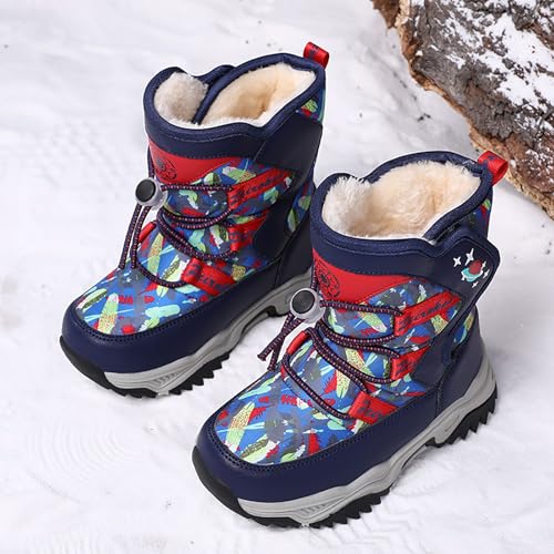 IWIHMIV Girls Winter Boots Kids Mid Calf Boot Outdoor Boys Thickened Warm Comfortable Non Slip Winter Booties3