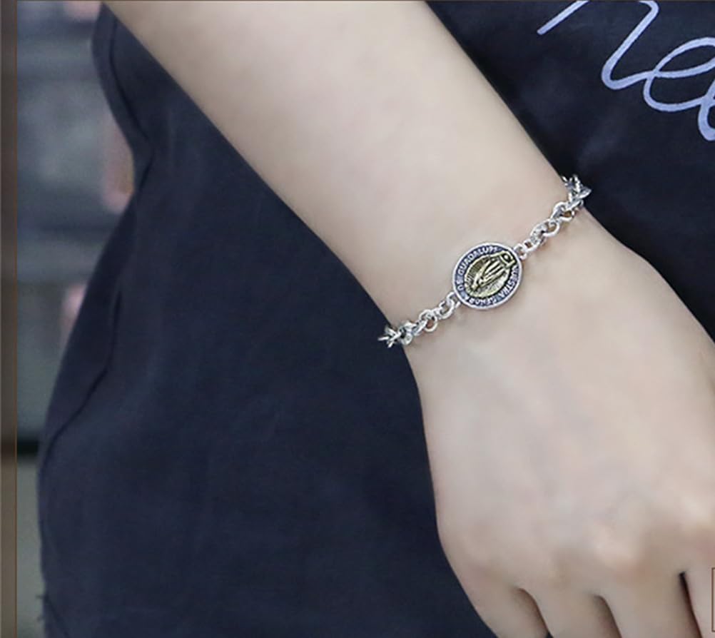 LYGXWJFC Bracciale con Croce di Maria in Argento Sterling S925, Bracciale con Croce di Gesù da Donna