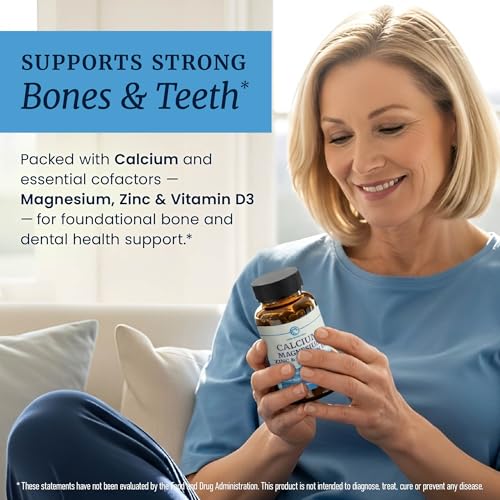 Image of Calcium Magnesium Zinc D3 Supplement | Strong Bones, Healthy Teeth & Immune Support | Calcium Citrate Magnesium and Zinc with Vitamin D3 | 4-in-1 Cal Mag Supplement | 90 Tablets (1 Month Supply)