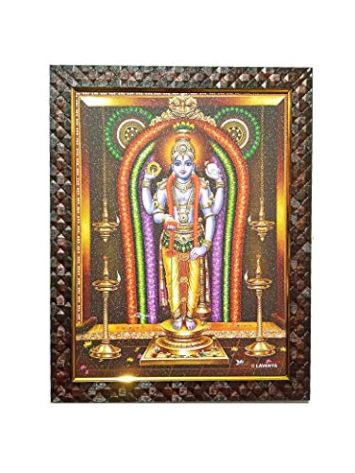Guruvayurappa Sri Krishna Photo Frame, Wooden Design