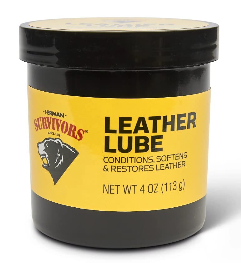Herman Survivors Leather Lube Leather Conditioner Restores Leather 4 oz with Applicator Tool