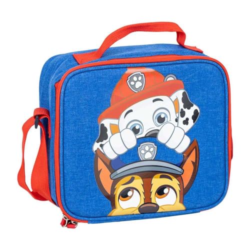 Portameriendas Térmico de La Patrulla Canina - Color Azul - 21,5x8,5x19 cm - Mochila Pequeña con Cierre de Cremallera y Asa Regulable - Producto Original Diseñado en España