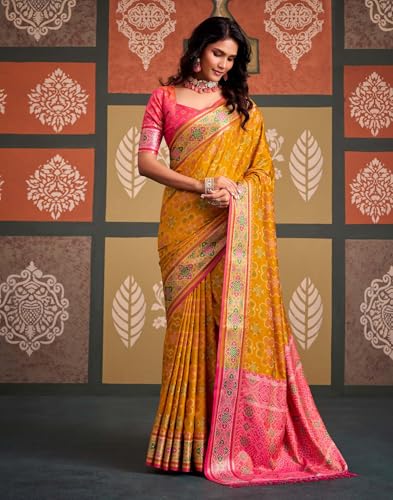 Image of MADHUHANSH Women's Cotton Linen Saree with Unstitched Blouse Piece and Floral Printed Pattern | Women Saree for Special Occasion | Stylish Modern Sarees