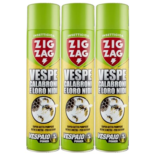 ZIG ZAG, Vespaio Power, Insetticida per Nidi di Vespe e Calabroni ad Azione immediata e residuale, Colpisce Fino a 6 Metri, 3 Confezioni da 600 ml