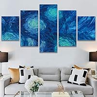 SIGNWIN 5 Panel Canvas Wall Art Modern Art Abstract Contemporary Edgy Mixed Media Multicolor Patterns for Home Decorations Ready to Hang - 60