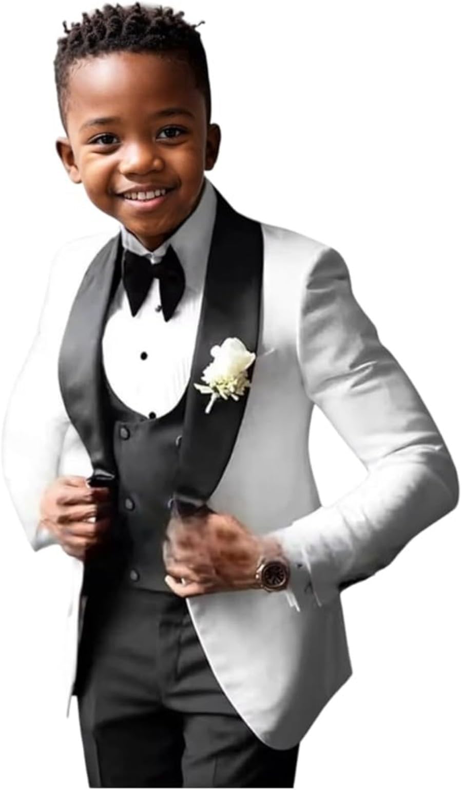 Trajes para niños y niños, 3 piezas, chaleco formal de doble botonadura, traje de boda, portador de anillos