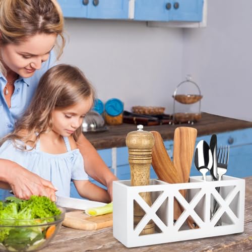 Ayiaren UTENSIL HOLDER Wooden Cutlery Silverware Holder Flatware Utensil Caddy Wood Silverware Organizer Storage Containers thumb #6