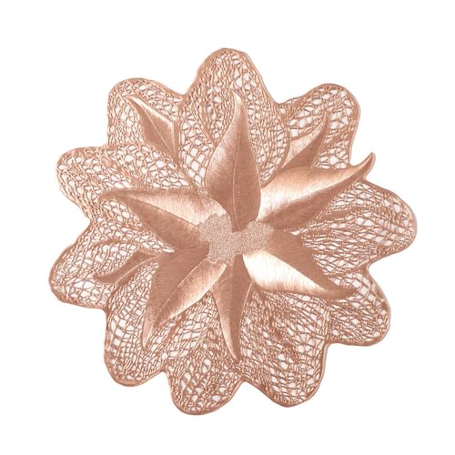 Image of 4 Pack Western-Style Flower Placemat Dining Table Decorative PVC Heat-Resistant Table Mat Plastic Table Mats for Table Decor Festive Season (Gold, Silver, Red, Rose Gold Colors)