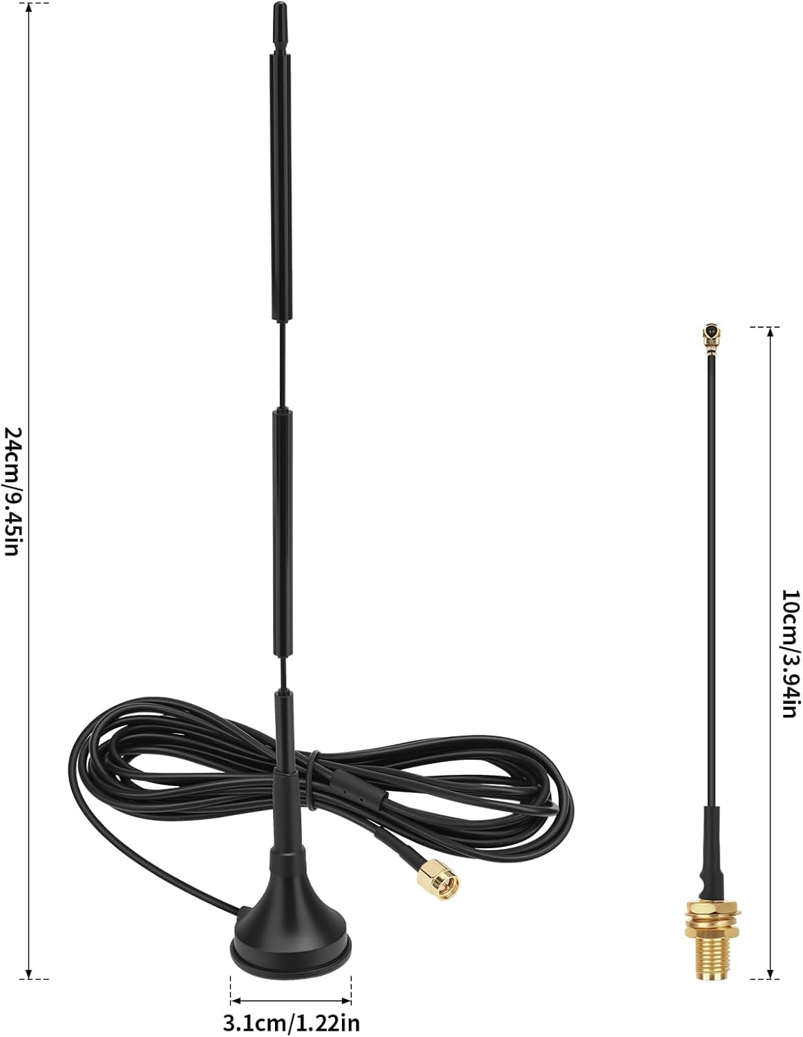 Meshnology 2 unidades Meshtastic 868 MHz Lora Antenna 10dBi Gain Outdoor Long Range Magnetic Base Antenna 29 cm Omni SMA macho para placa de desarrollo ESP32 LoRa V3 y V4 módulo LoRa con cable de — view 8