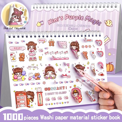Image of Nini's Princess Activity and Sticker Book for Kids Cartoon Girls Scrapbook Sticker Set with 1000+ Cute DIY Journal Decoration for Laptop Phone Case Greeting Card Art Craft (Purple)