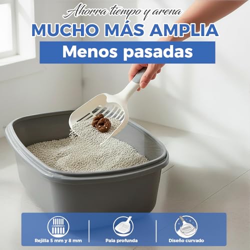 Miniatura 6 de Gluttony Pala Arenero Gato Xl 30 Cm, Recogedor De Arena Y Heces Con Mango Ergonómico Antideslizante De Goma, Resistente Y Fácil De Limpiar, Cat Litter Scoop