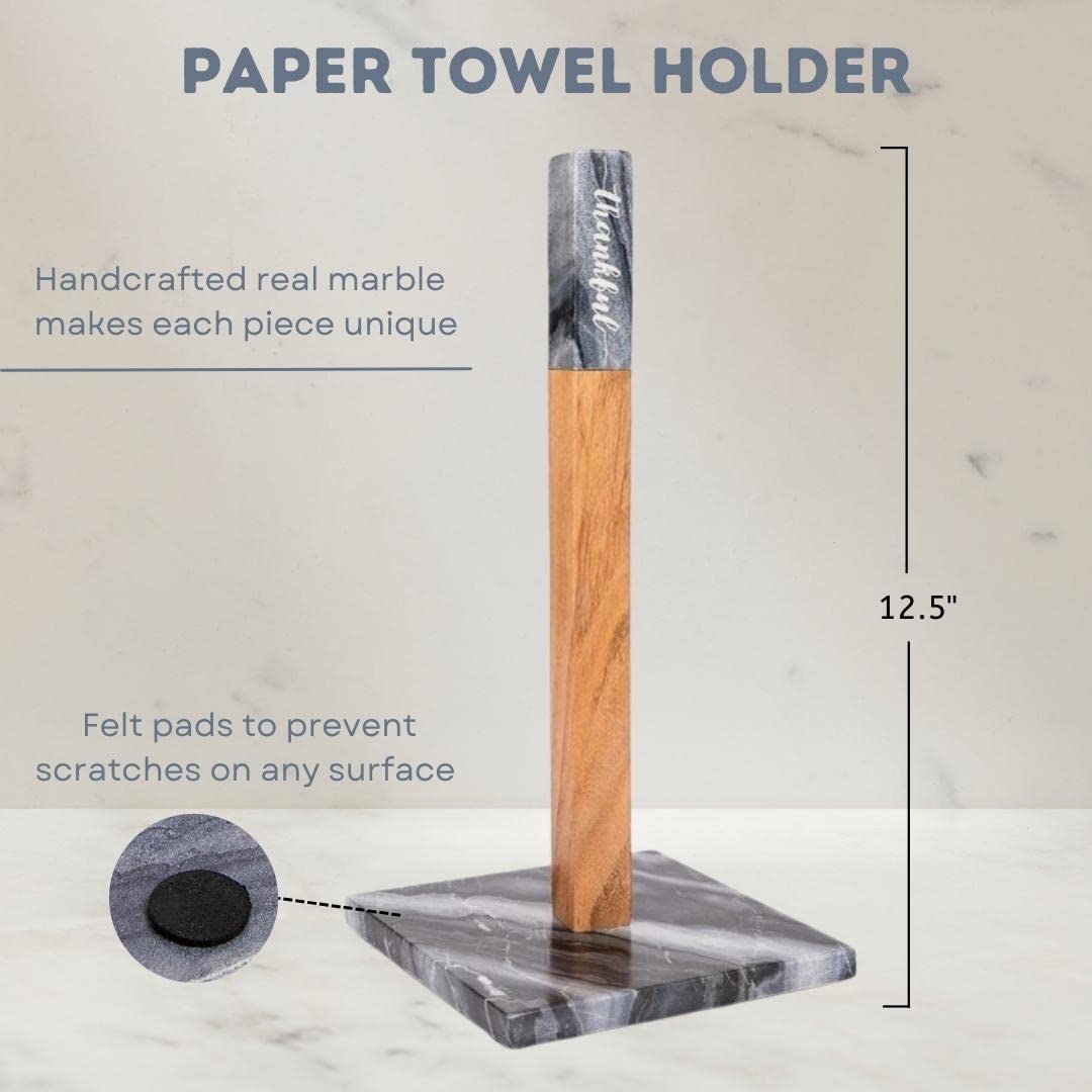 Lexi Home Marble Counter Embossed Paper Towel Holder - Mount Grey