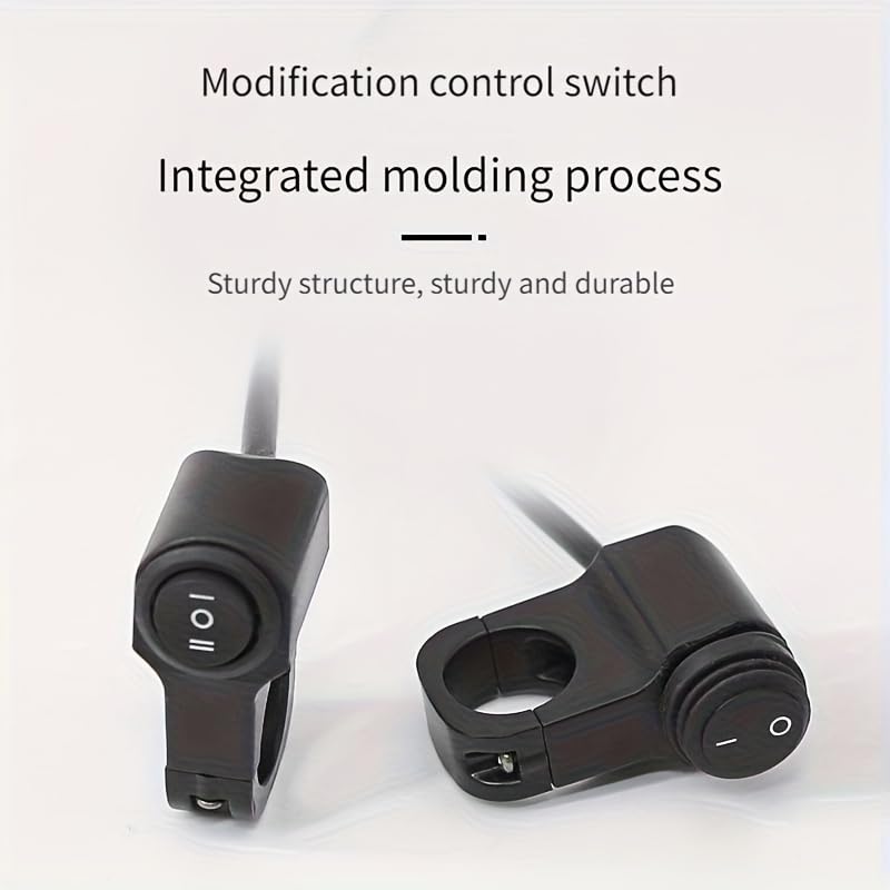 Universal Motorcycle Handlebar Light Switch, 12V/24V Headlight and Spotlight Dual Control Button, Triple Line Switch for ATV, Scooter, Off-Road Bike (1 Pack)