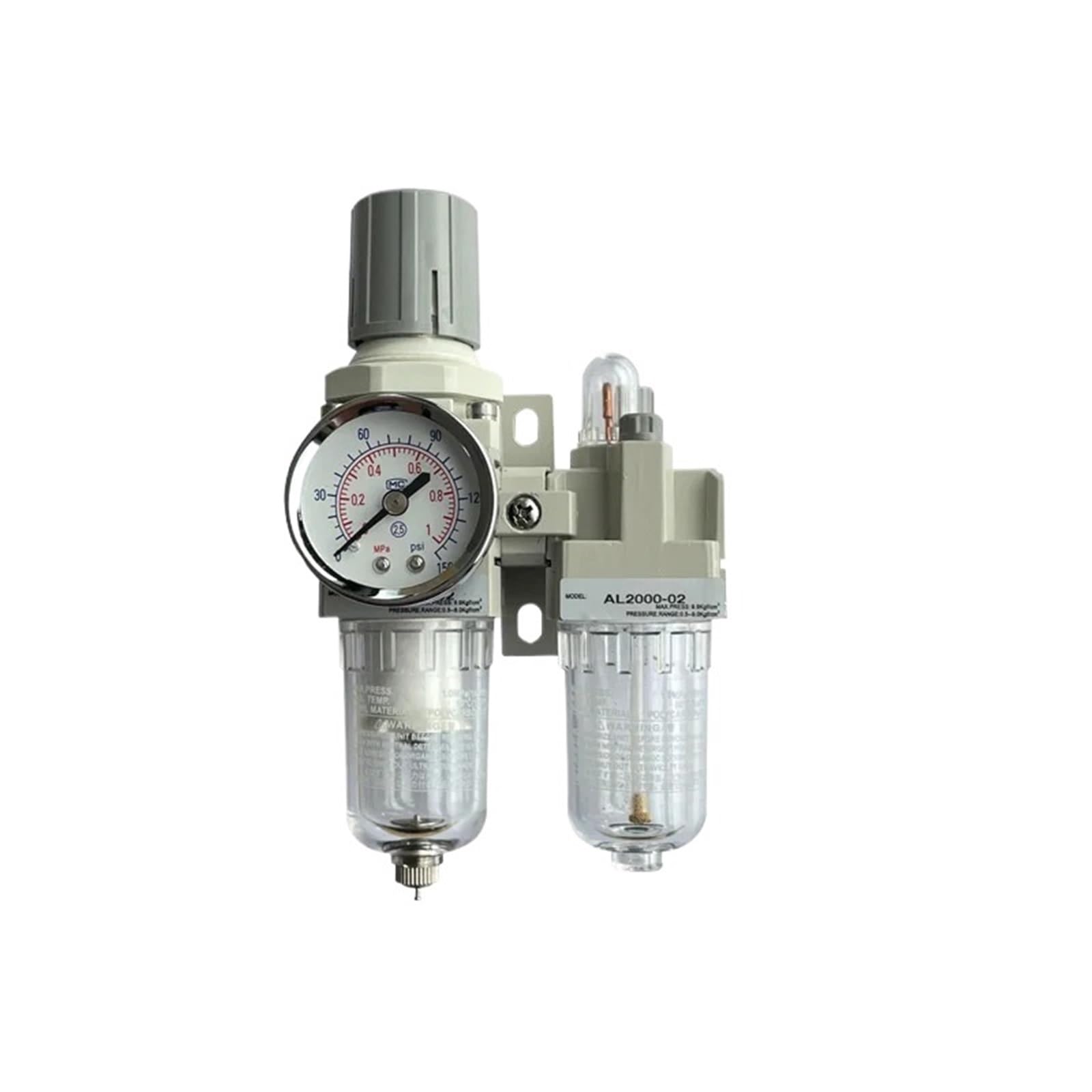 Lcvzxcfkx Copper Pc10-02 Ac2010-02 Compressed Air Filter Oil Filter Regulator Trap Pneumatic Water Separator Pressure Automatic Manual Drainage