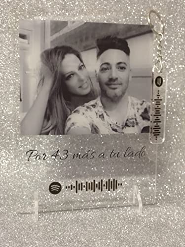 Majami Set de Placa Spotify y Llavero Spotify Personalizado - Código canción Spotify en Llavero y en Placa con Foto - Regalo Original Enamorados - Regalos Personalizados Cover