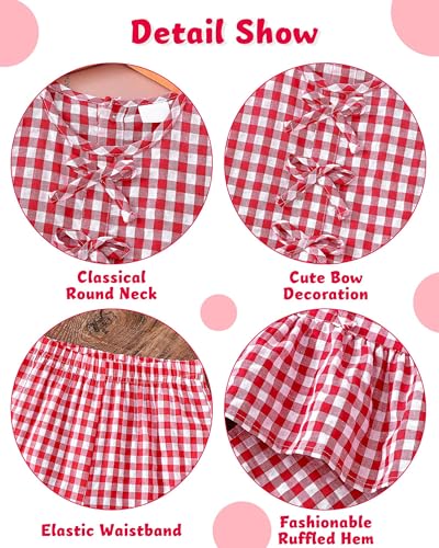 Doresbebe Baby Girl Clothes 2T Girl Outfits Summer Pant Set Size 3 Years Little Princess Matching Lovely Sleeveless Shirt Red Plaid Cute Bowknot Top Long Bottom Spring Dressing 2Pcs
