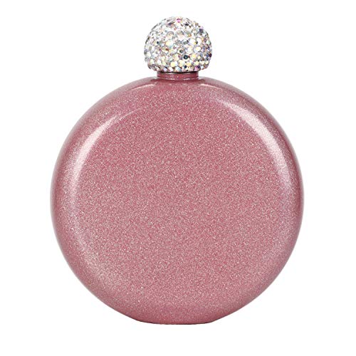 Cute Liquor Flask for Women with Glitter Coating,Rhinestone Cap Whiskey Flasks,Portable Wine Flask