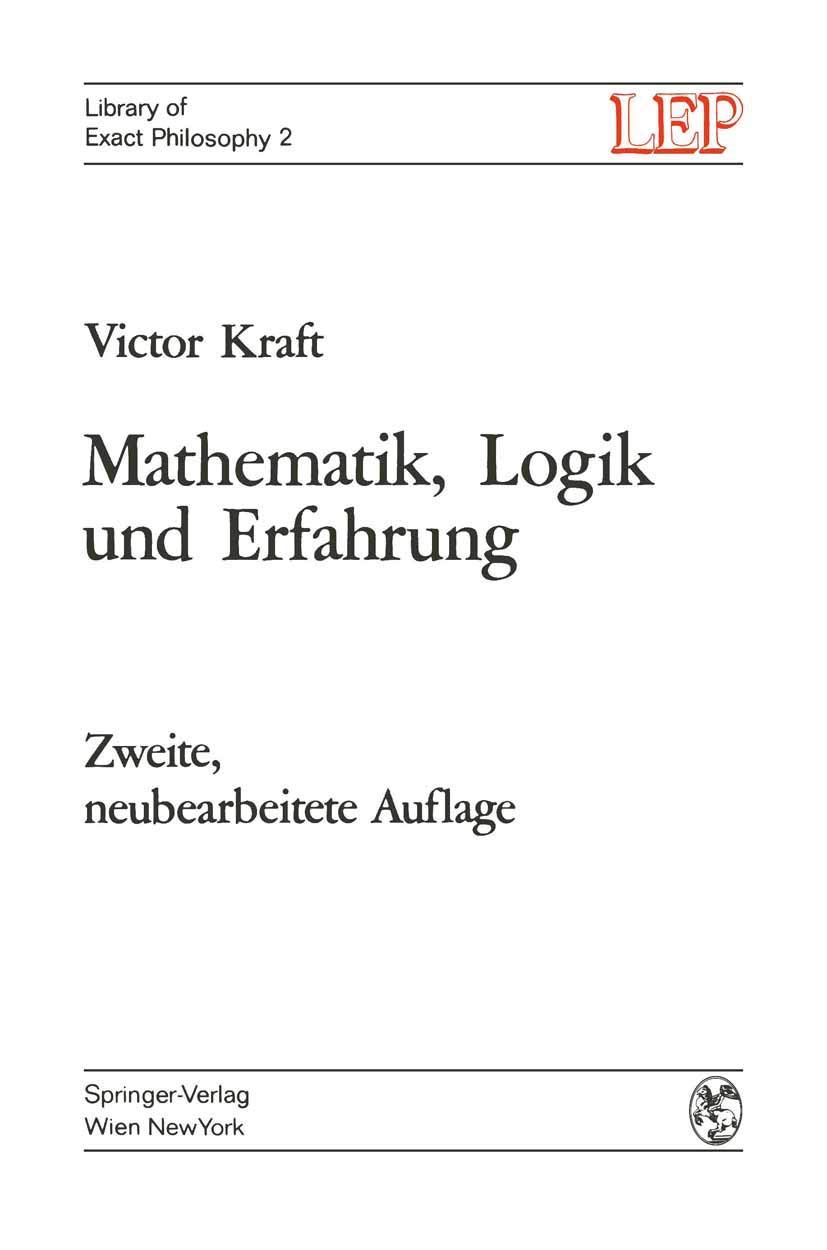 Front cover of the book 'Mathematik, Logik und Erfahrung' by Victor Kraft, showing the title, author, and publisher details.
