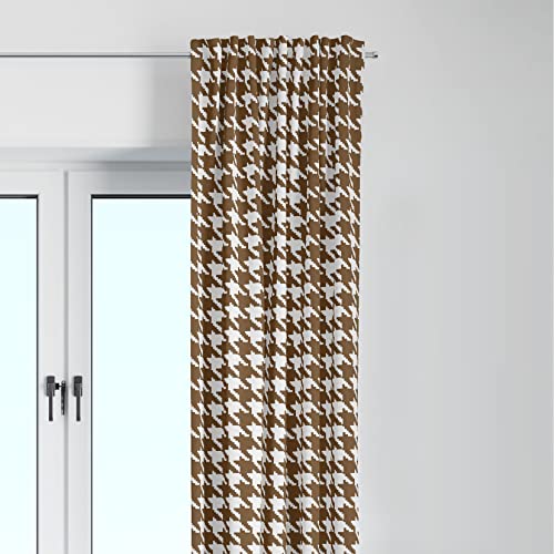 Bacati - Single Light Filtering Curtain Panel Houndstooth Brown/White