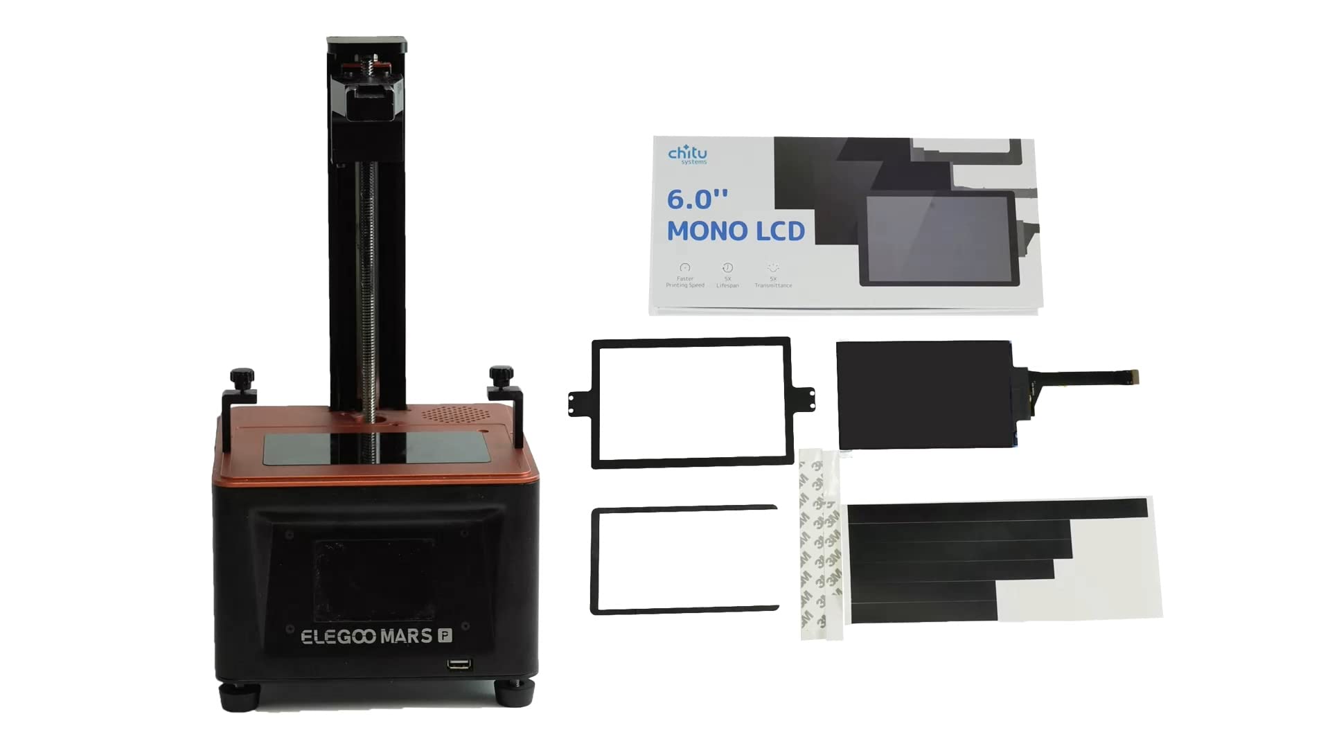 6.08 Inch Mono LCD Upgrade Kit for Elegoo Mars Pro,2K Light Curing Print Screen Replacement,with 1620x2560 Resolution