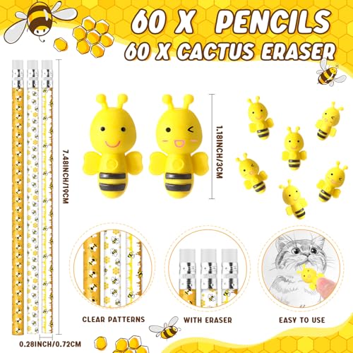 Fuyoooo 180 Pcs Back to School Lápices Bee miniatura 2
